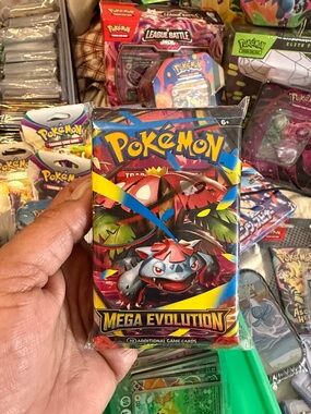Mega Evolution 6 Trading Card Packs - Red, Blue, Yellow, Green